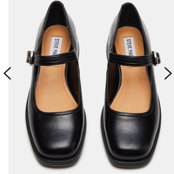 Steve Madden Black Leather Mary Jane Flats Size 11 - Picture 1 of 12
